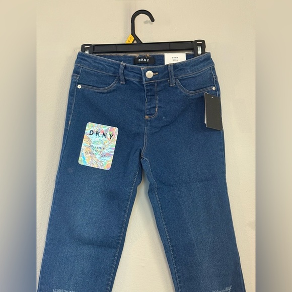 Girls Jeans Size 14 Blue Skinny Stretch Denim Distressed NWT” DKNY mtp(13) - Picture 3 of 9